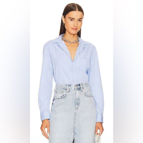 Frank & Eileen woven button up in blue end on end - Picture 2 of 7